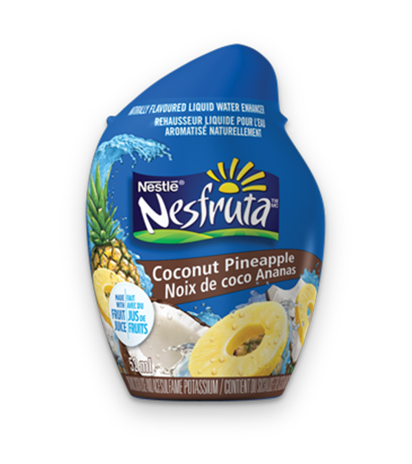 NESFRUTA noix de coco ananas, rehausseur d'eau liquide naturellement aromatisé, 52 ml donne 26 portions.